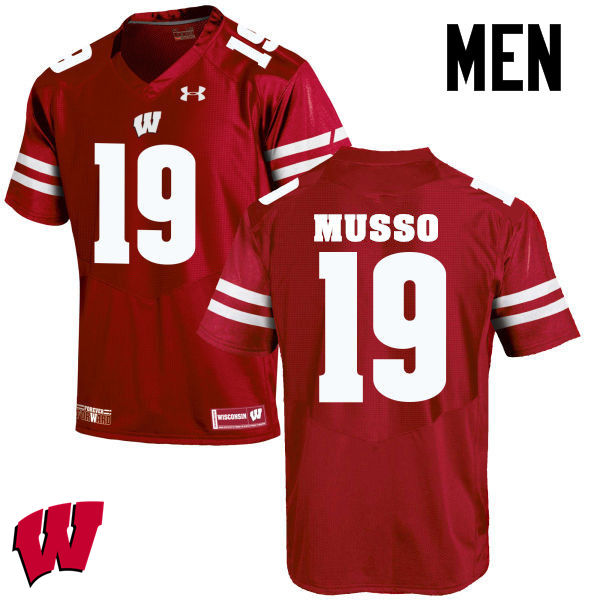 Men Wisconsin Badgers #19 Leo Musso College Football Jerseys-Red - Click Image to Close